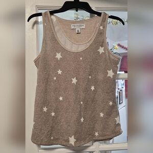 Live Love Lounge Super Soft Brown Stars Comfy Tank Top Womens Medium Relax Shirt